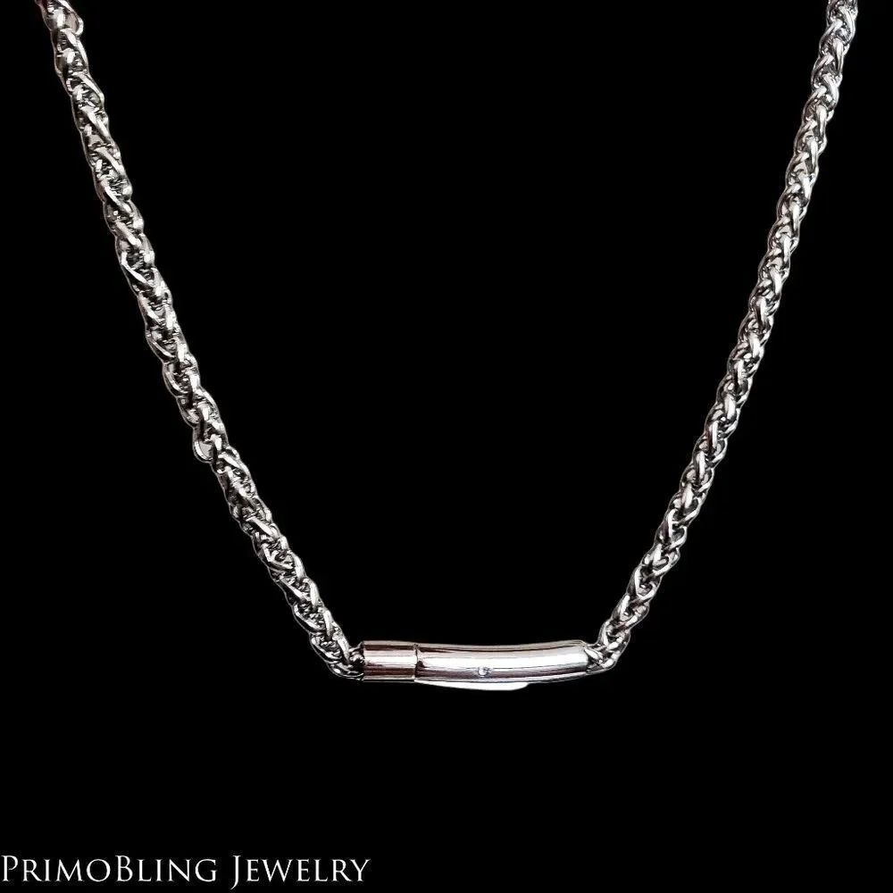 Button Clasp 3mm Fraco Chain - Picture 2 of 3